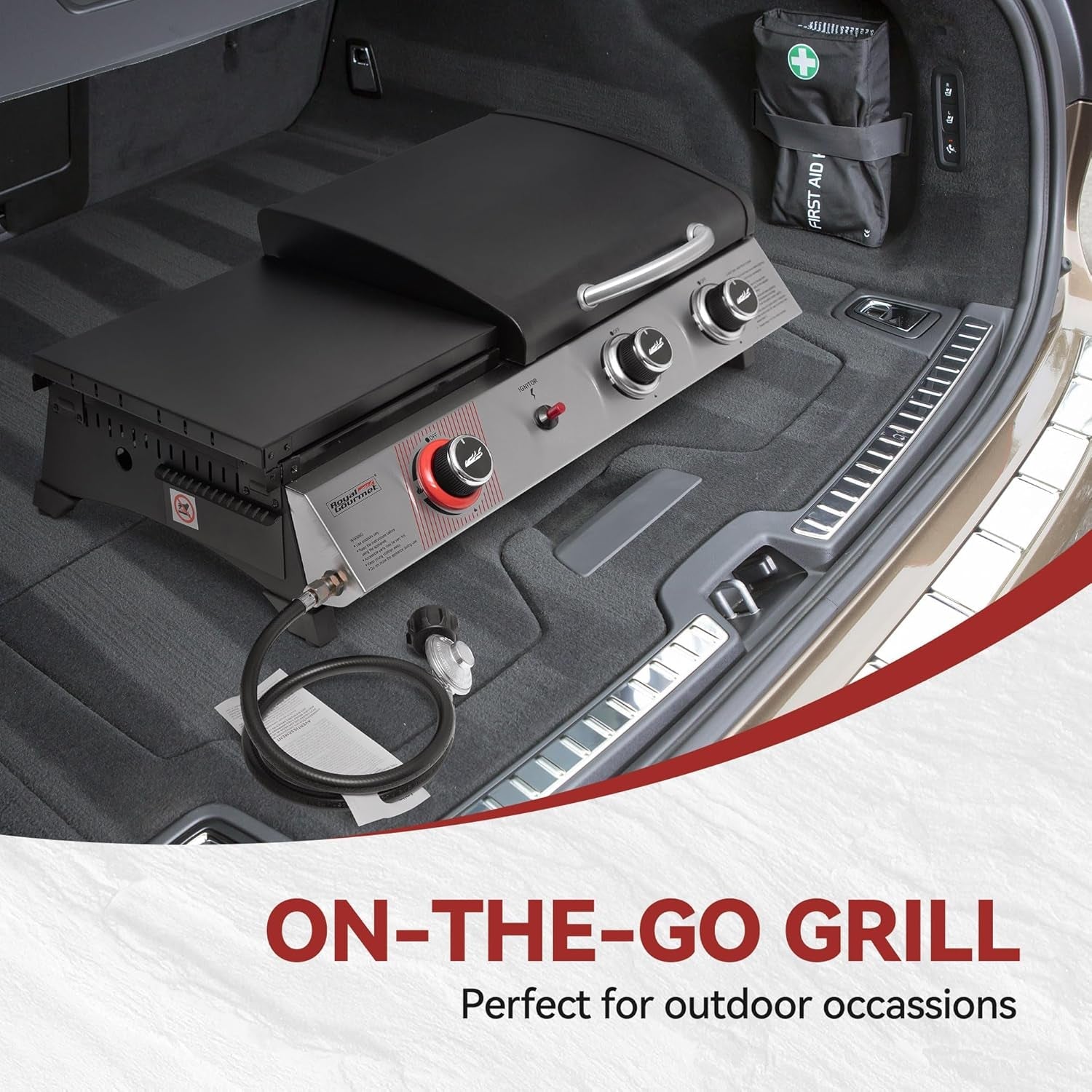 Royal Gourmet PD1305H 3-Burner Propane Gas Grill and Griddle Combo with Lid. 3-In-1 Grill Griddle Combo with 29.000 Btus Output for Outdoor Cooking. 364 Sq. In. Cooking Area. Silver & Black - Image 7