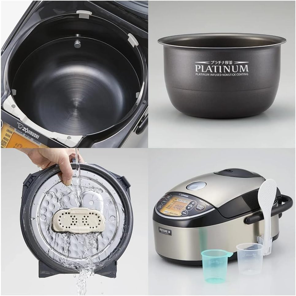 Zojirushi NP-NWC10XB 5.5-Cup Pressure Induction Heating Rice Cooker and Warmer (Stainless Black) - Image 3