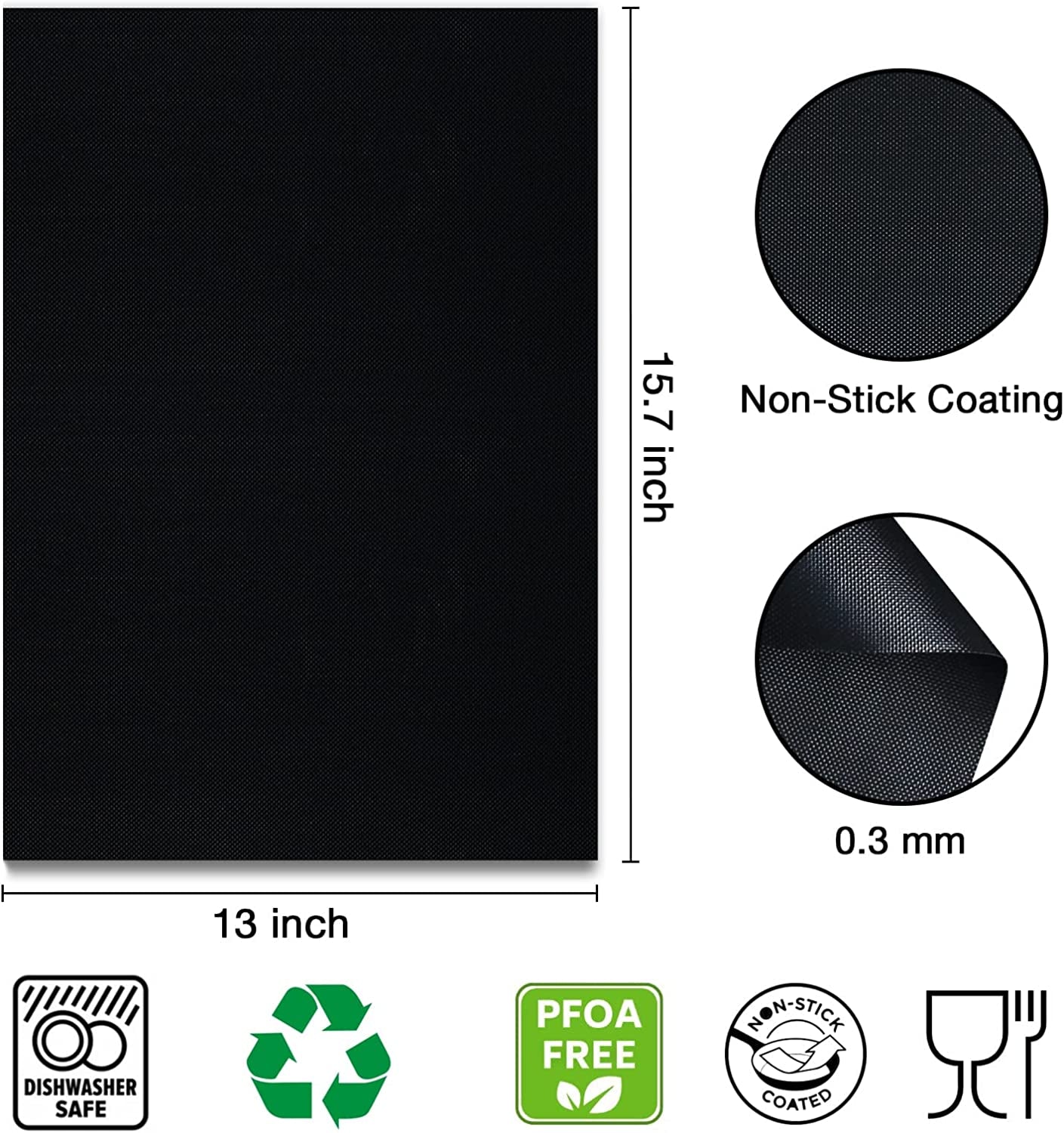 Grill Mats for Outdoor Grill Set of 6 BBQ Grill Mat Non-Stick Reusable Heavy Duty Grilling Mats Teflon Grill Sheets Grill Tools BBQ Accessories for Charcoal Grill Gas Electric Smokers Barbecue Camping - Image 2