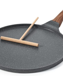 SENSARTE Nonstick Crepe Pan. Swiss Granite Coating Dosa Pan Pancake Flat Skillet Tawa Griddle 12-Inch with Stay-Cool Handle. Induction Compatible