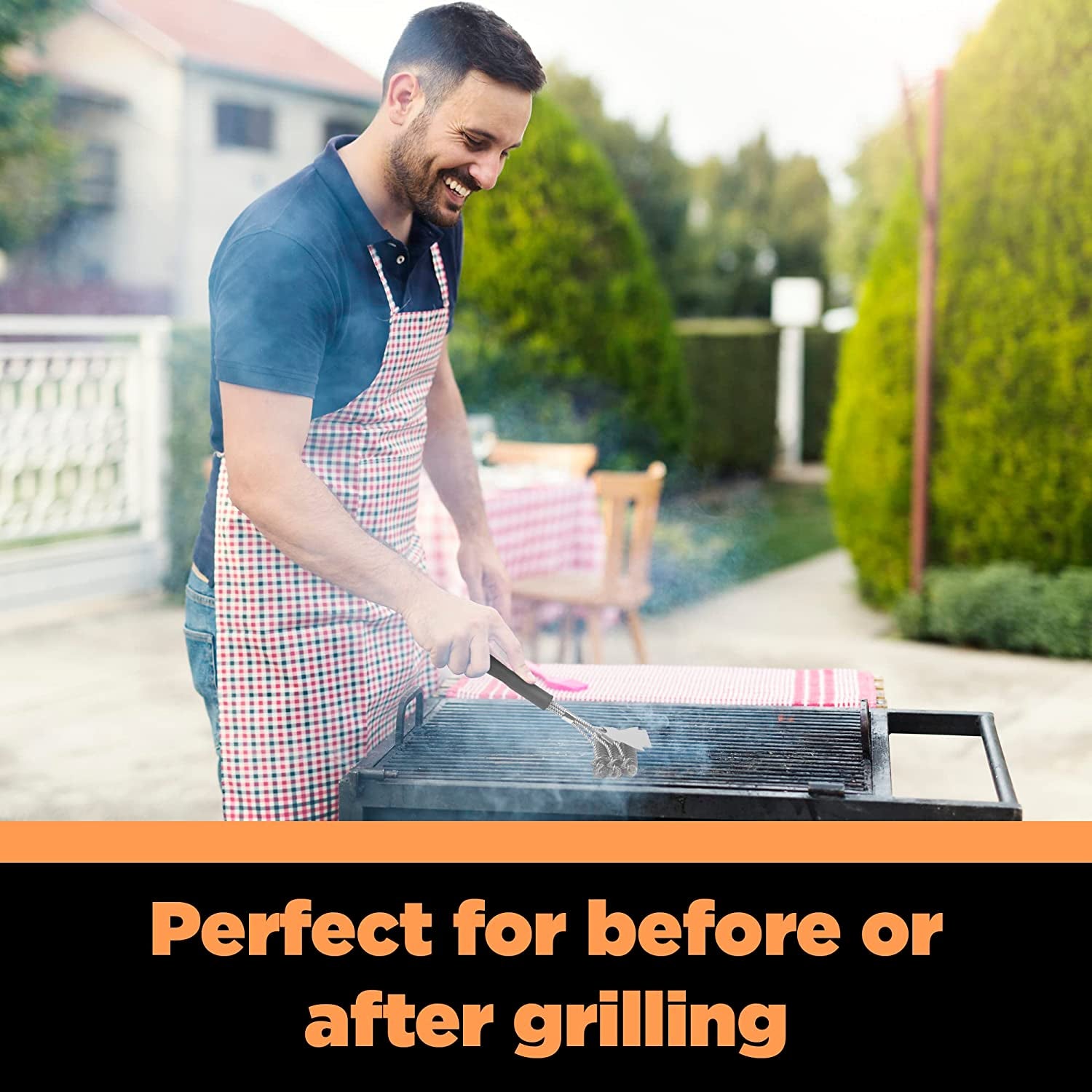 Grill Brush Bristle Free. Safe BBQ Brush Cleaner and Scraper for Outdoor Grill. 18 Stainless Grill Grate Scrubber. Cleaning Brushes for Porcelain. Weber. Gas. & Charcoal. Best Grill Accessories Gifts - Image 6