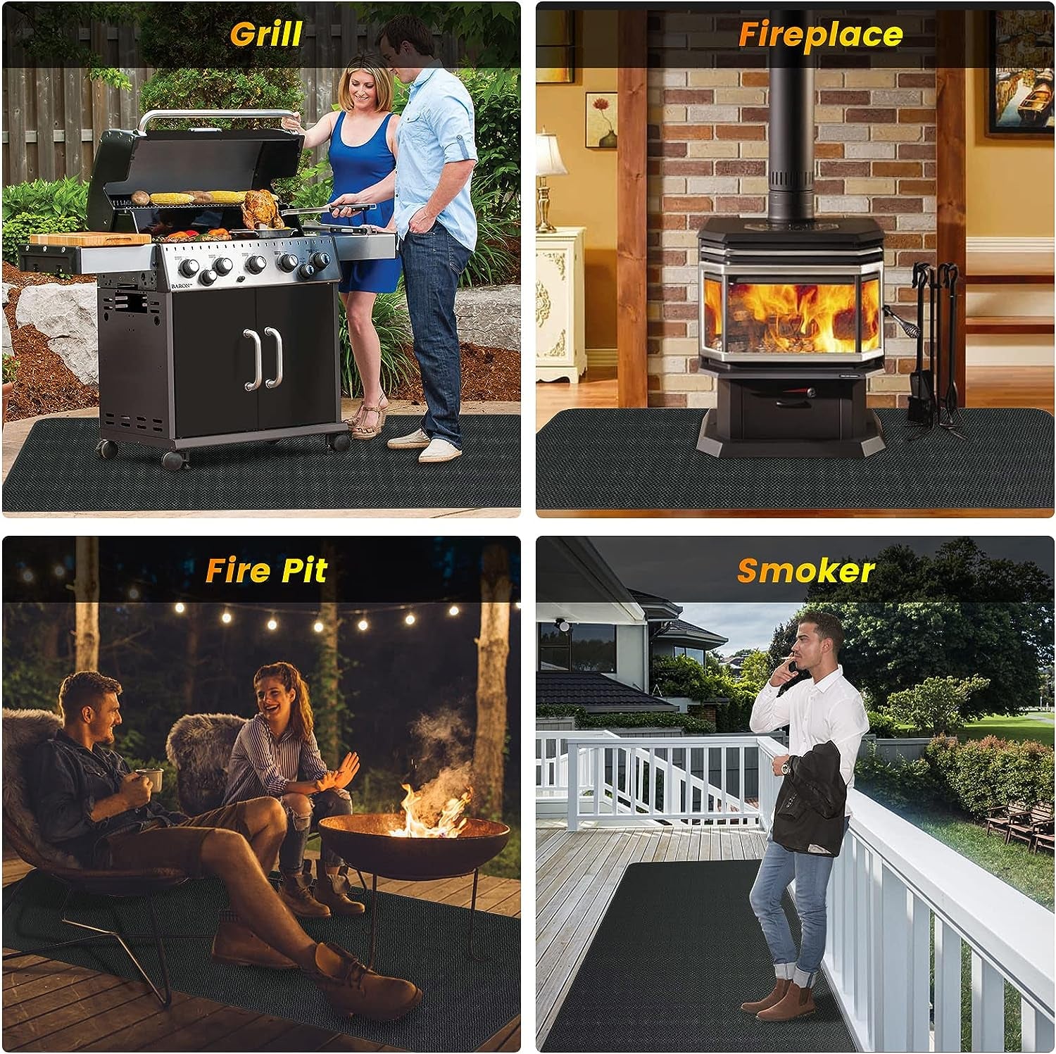 Super Extra Large 90X48 Inch under Grill Mat for Outdoor Grill. Charcoal. Flat Top. Smoker. Deck Patio Protection Mats. Indoor Fireplace Mats. Fire Pit Mat. Both Sides Fireproof Waterproof Pad - Image 4