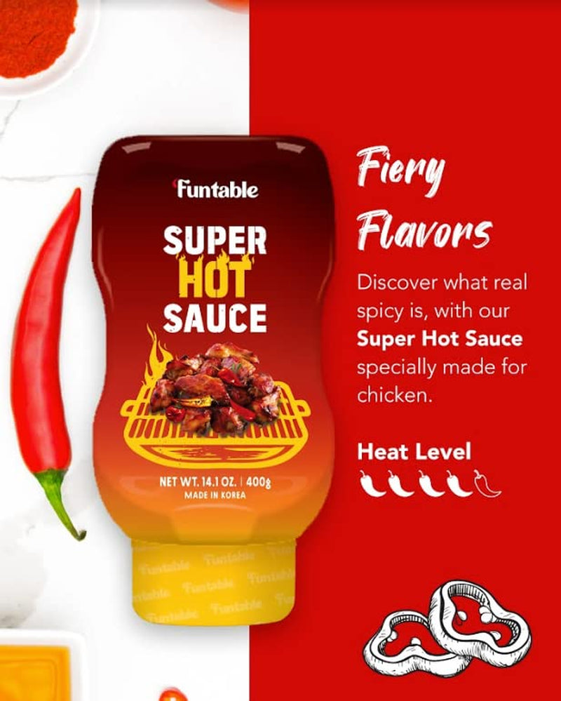Funtable Super Hot Sauce (14.1Oz. Pack of 1) - Authentic Korean Flavor. Spicy & Tangy Sauce. Low-Calorie. Ideal for Fried Chicken. Nuggets. Dipping & More. - Image 2