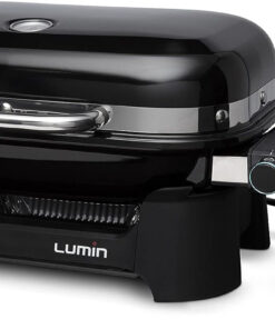 Lumin Compact Outdoor Electric Barbecue Grill. Black - Great Small Spaces Such as Patios. Balconies. and Decks. Portable and Convenient