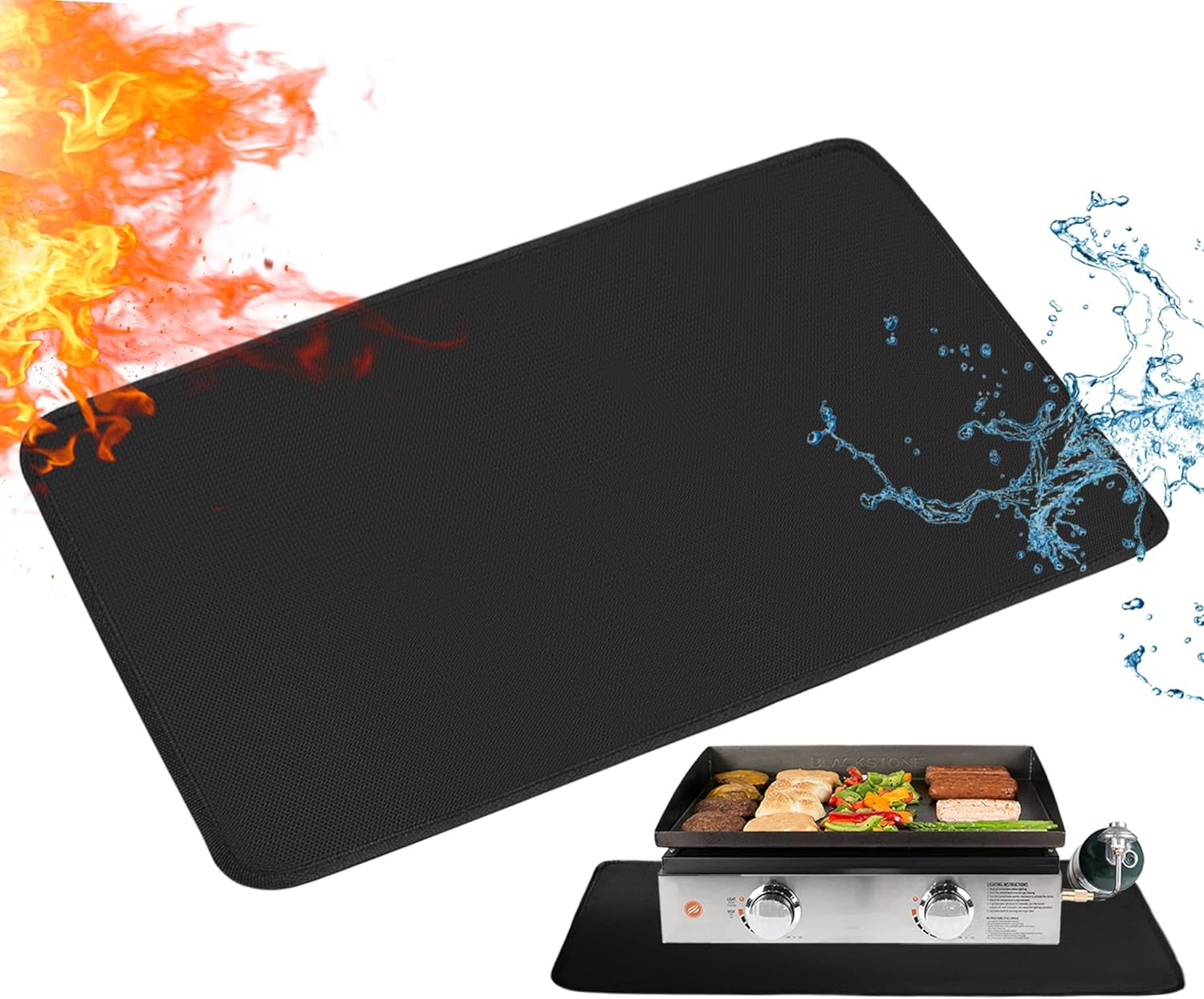 Heat Resistant Grill Mats for Outdoor Grill Fit Blackstone 17 & 22 Inch Griddle to Protect Your Prep Table and Outdoor Grill Table. Fire Proof & Water Proof & Oil Proof BBQ Mat