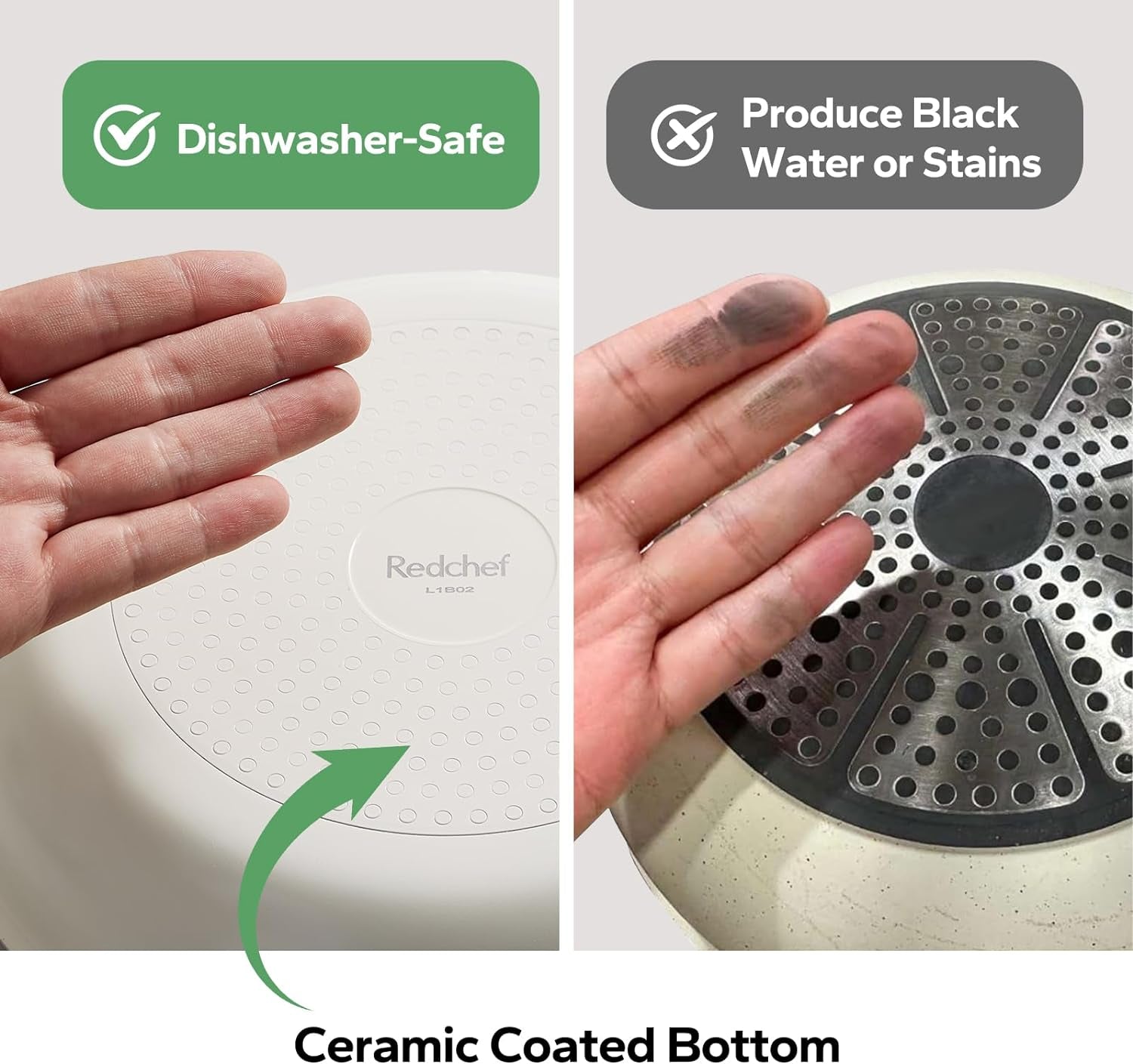 Redchef Ceramic Pots and Pans Set Non Stick. Nonstick Kitchen Cookware Sets. Non Toxic Pots and Pans Set Non Stick. PFAS PFOA & PTFE Free. Detachable Handle Pots and Pans 5 Piece. RV Cookware - Image 4