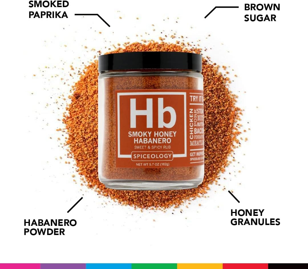 Spiceology - Smoky Honey Habanero - Sweet & Spicy BBQ Rub - Barbeque Rubs. Spice Blends and Seasonings for Smoking or Grilling - Use On: Chicken. Wings. Pork. Steak. Nuts. Butter. Bacon. or Burgers - 5.7 Oz - Image 2