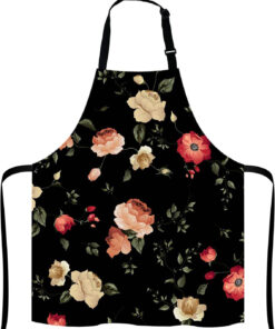 Watercolor Floral Pattern with of Roses Adjustable Bib Apron Kitchen Cooking Baking Gardening Apron for Women Men