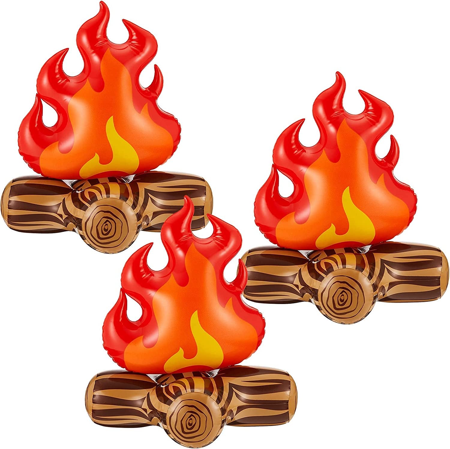 Inflatable Fake Campfire Camping Props Bonfire Party Decor Campfire Party Decorations Artificial Flame Campfire for Indoor Camping Overnight and Scene Setting (3 Pieces)