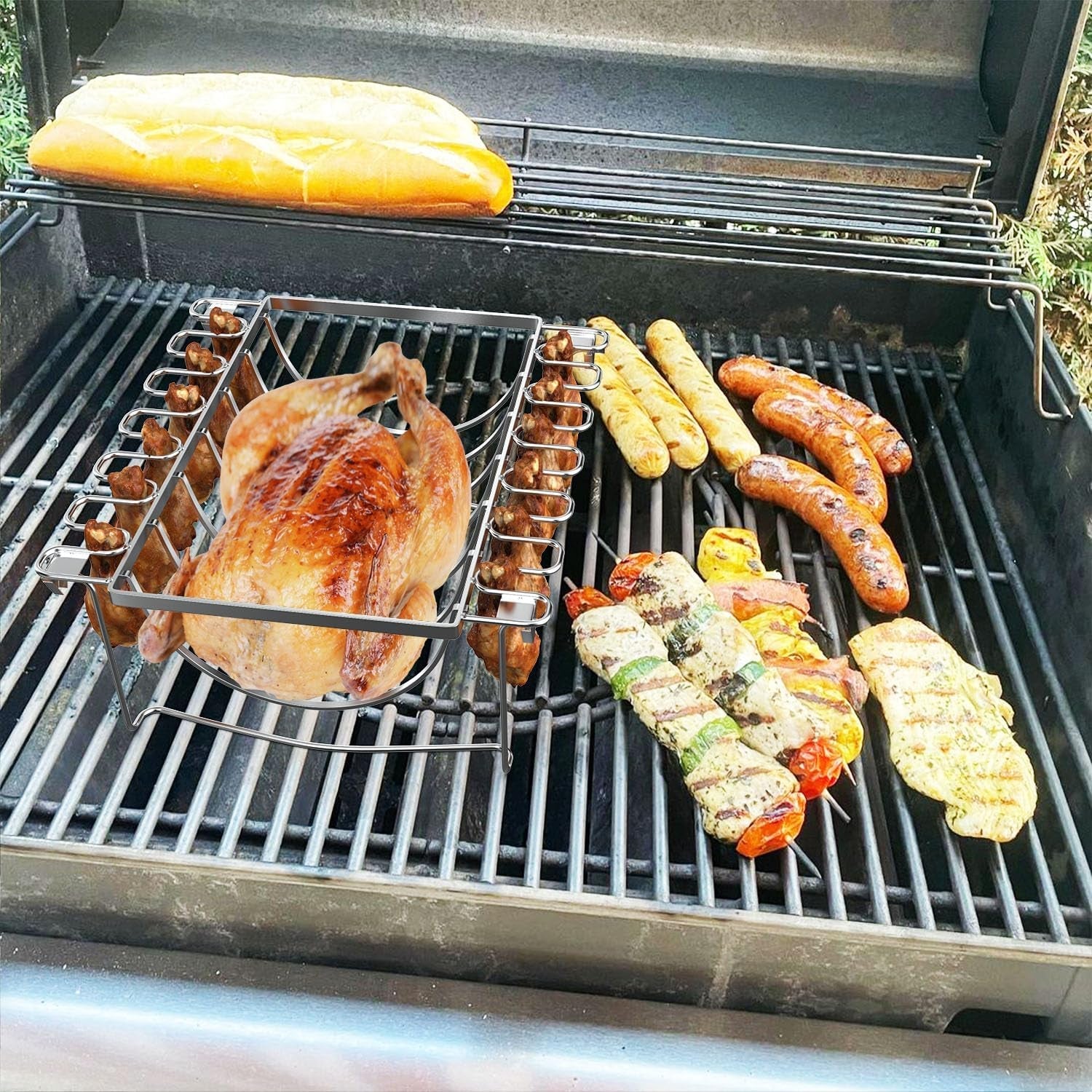 TAILGRILLER 3 in 1 Rib Racks & Chicken Leg Rack for Grill & Smoke. Foldable Roasting Rack. Roast up to 6 Large Ribs. 12 Chicken Leg. 1 Whole Chicken - Image 7