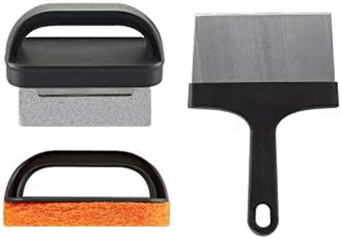 5060 Grill & Griddle Kit 8 Pieces Premium Flat Top Grill Accessories Cleaner Tool Set-1 Stainless Steel 6 Scraper. 3 Scouring Pads. 2 Cleaning Bricks. and 1 Handle. Black - Image 12