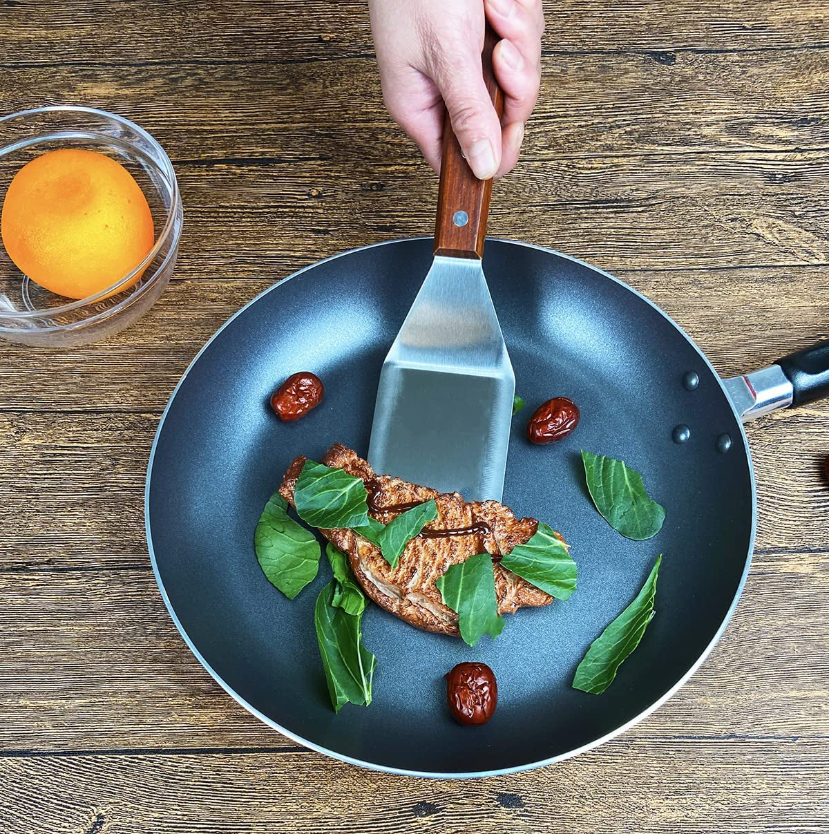 KLAQQED Metal Spatula for Cast Iron Skillet. Grill Spatula Stainless Steel Spatula. Burger Spatula. Fish Turner Spatula. Griddle Spatula. Spachulas Egg Flipper. Flat Top Metal Spatula for Cooking BBQ - Image 4