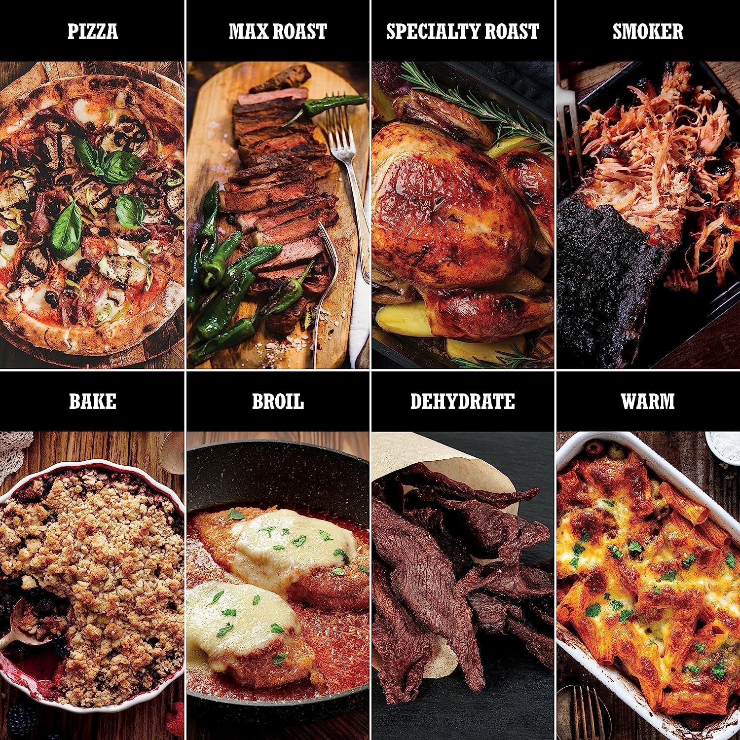 Woodfire Pizza Oven. 8-In-1 Outdoor Oven. 5 Pizza Settings. Woodfire Technology. 700°F High Heat. BBQ Smoker. Wood Pellets. Pizza Stone. Electric Heat. Portable. Terracotta Red. OO101 - Image 2