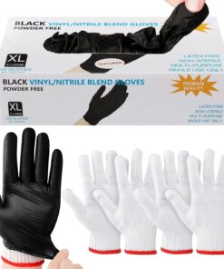 100 Pcs Grilling Gloves Kit Disposable BBQ Gloves with 2 Pairs Cotton Liners Grilling Gloves Cooking Gloves Latex Free Nitrile Gloves for Outdoor Grilling Barbecue Cooking