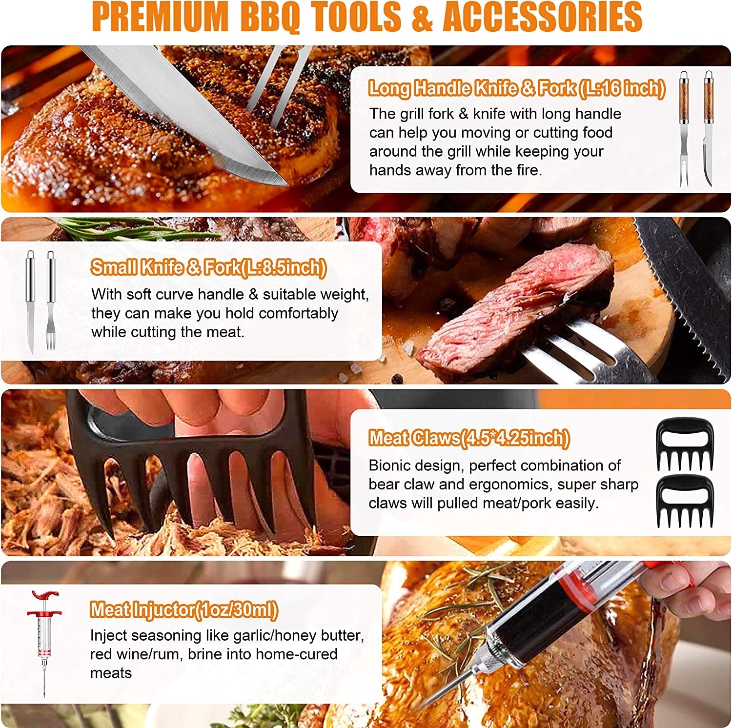 Cifaisi BBQ Grill Utensils Set for Camping/Backyard. 38Pcs Stainless Steel Grill Tools Grilling Accessories with Barbecue Mats. Aluminum Case. Thermometer for Men Women - Image 3