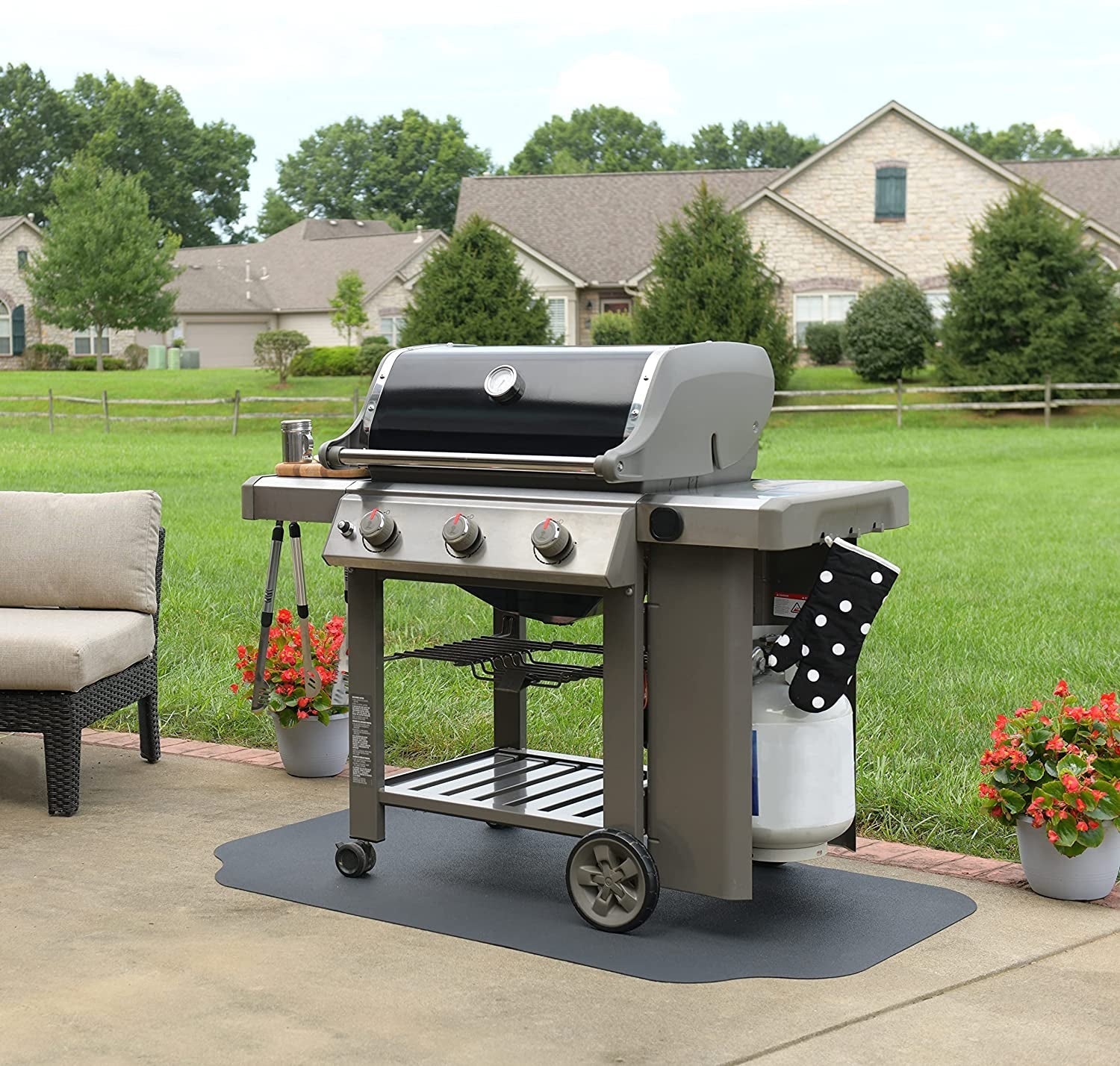 under the Grill Protective Deck and Patio Mat. 36 X 56 Inches.Black - Image 6