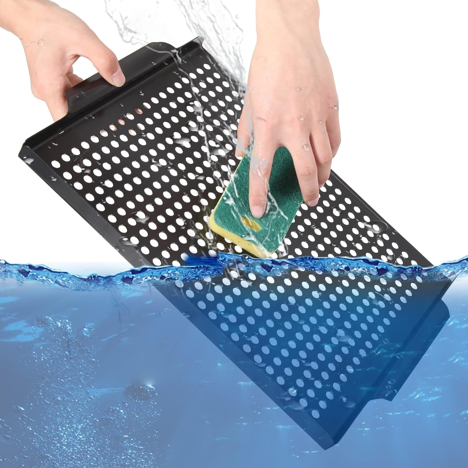 MEHE Vegetable Grill Basket.Nonstick Grilling Topper 14.6 X11.4 Thicken Grill Pan BBQ Accessory for Grilling Veggie. Fish. Shrimp. Meat. Camping Cookware - Image 4