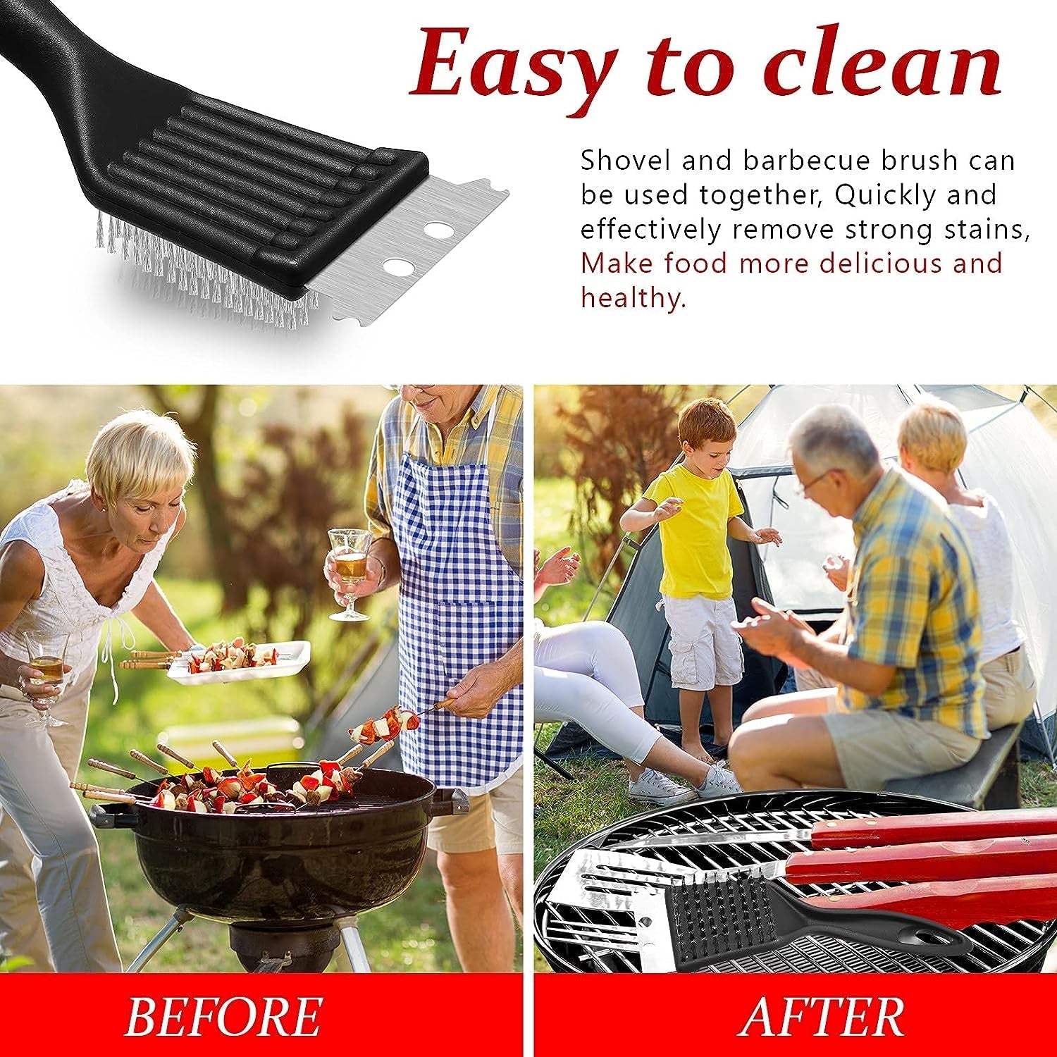 2 Pieces 8 Inch Grill Brush and Scraper Stainless Steel Wire Grill Brush Extra Strong BBQ Cleaner Accessories Heavy Duty Barbecue Grill Cleaning Brush Grill Grate Brush Cleaner - Image 7