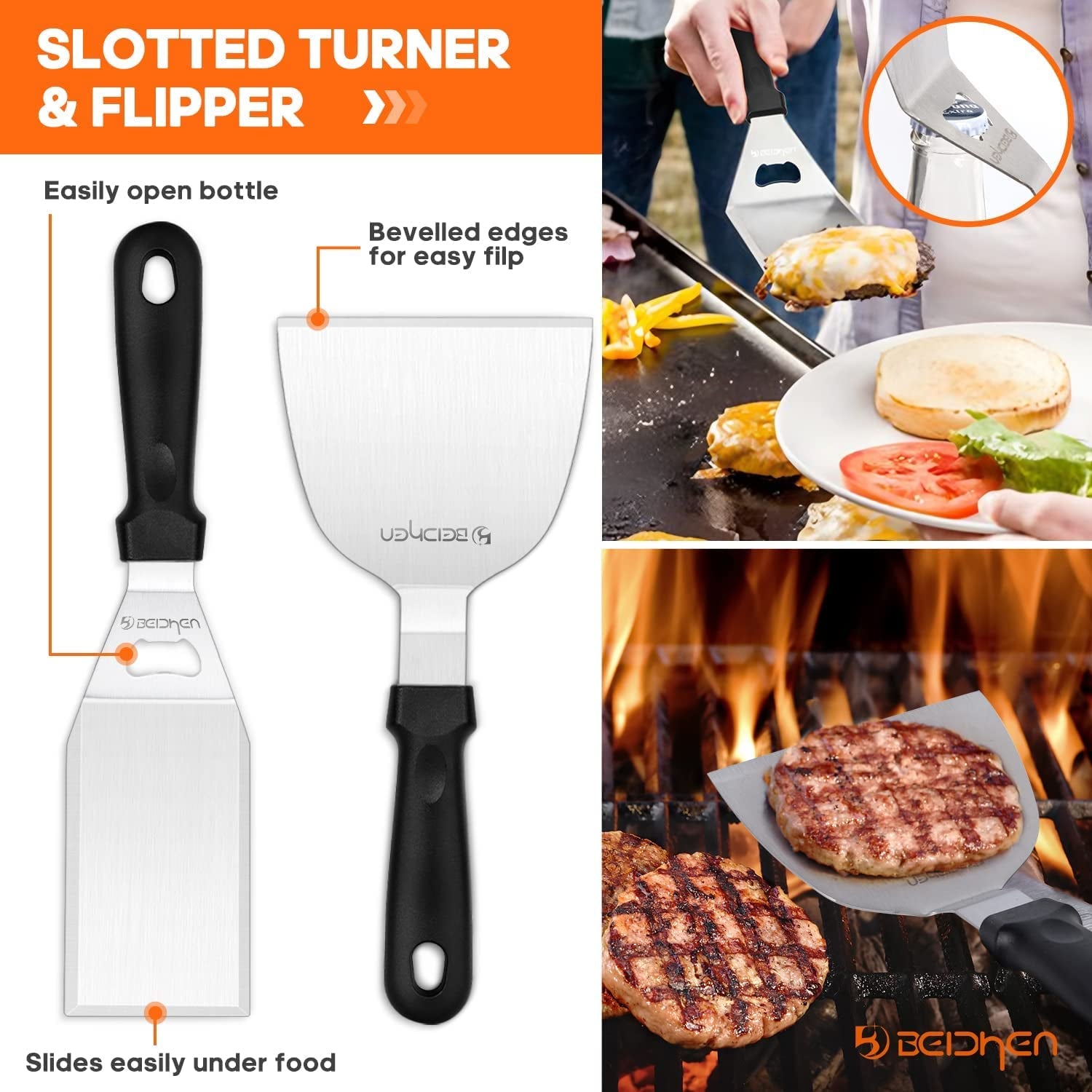 Griddle Accessories Kit. 34Pcs Stainless Steel Flat Top Grill Tools Set for Blackstone and Camp Chef. Grilling Spatula Set. Scraper. Carry Bag. Grill Cleaning Accessories for Men Outdoor BBQ - Image 4