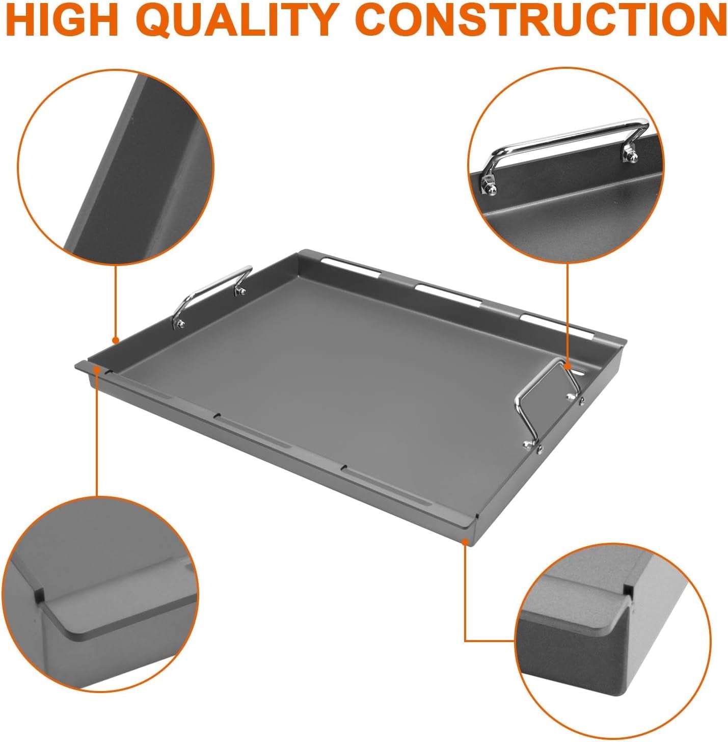 Full-Size Griddle Inserts for Weber Spirit 200 Spirit II 200 Series Gas Grills. Flat Top Griddle Replacement for Weber Spirit E-210 E-220 S-210 S-220 Spirit II E-210 S-210 E-220 S-220 Series Models - Image 4