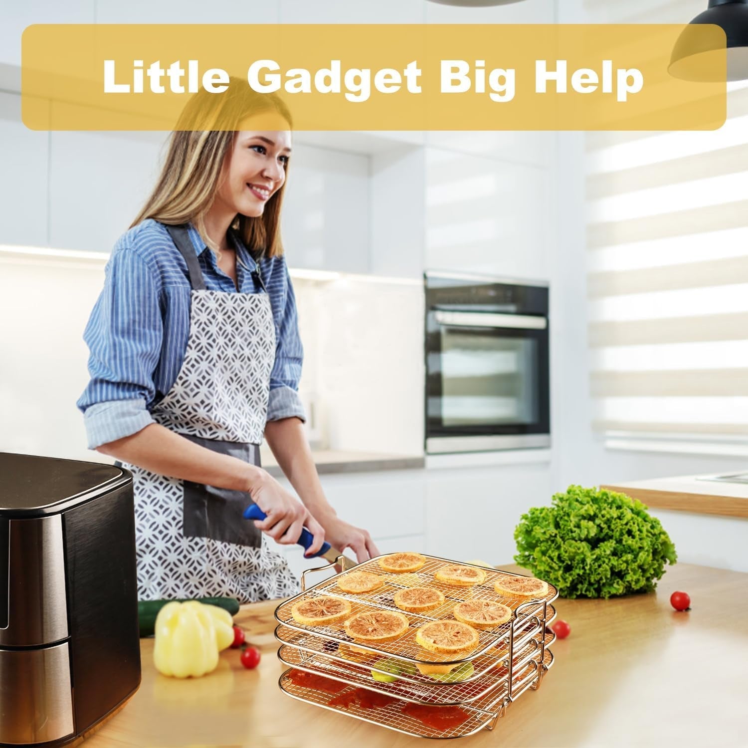 Dehydrator Rack Stainless Steel Stand Accessories Compatible with Instant Vortex plus 6 Quart Air Fryer. Ninja Foodie Grill. Chefman 8 Quart Air Fryer. 4 Layers - Image 7