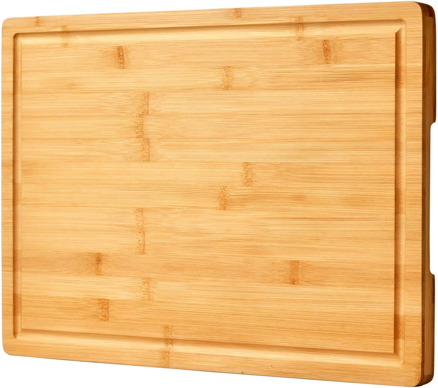 Bamboo Cutting Board for Kitchen. 18 Large Wood Charcuterie Cheese Board. Wooden Chopping Block with Side Handles and Juice Grooves