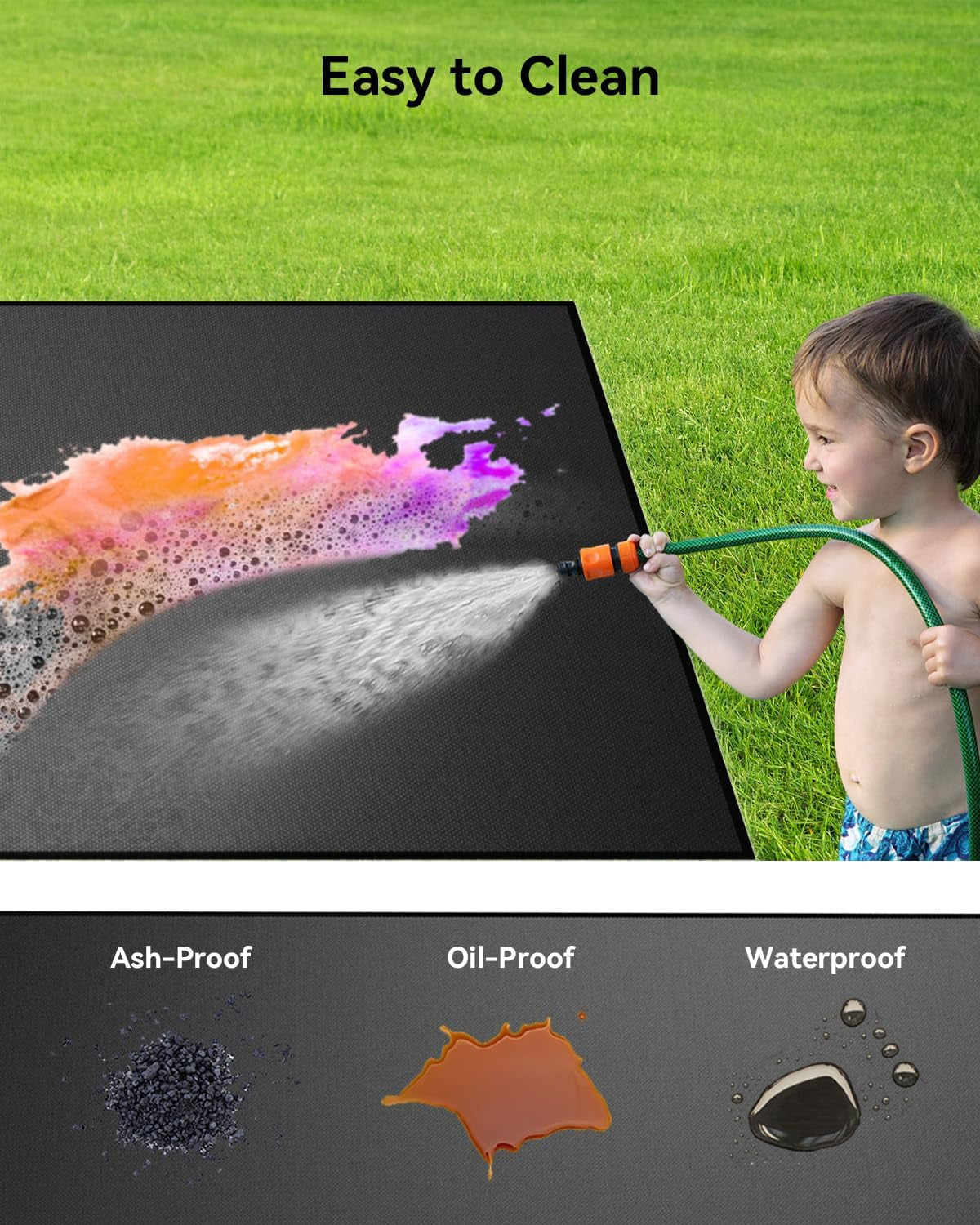 65 X 40 Inch Heavy Duty Large under Grill Mats for Outdoor Grill. Double-Sided Fireproof. Waterproof. Oil Proof Deck and Patio Protector Mat. BBQ Mat Grill Floor Mats Fireplace Fire Pit Mat - Image 6