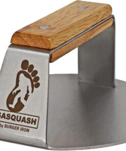The Sasquash Indestructible Burger Smasher - Professional Grade Wide Flat Handle Smashed Burger Press - Heavy Duty One-Piece Welded Stainless Steel BBQ Griddle and Grill Tool