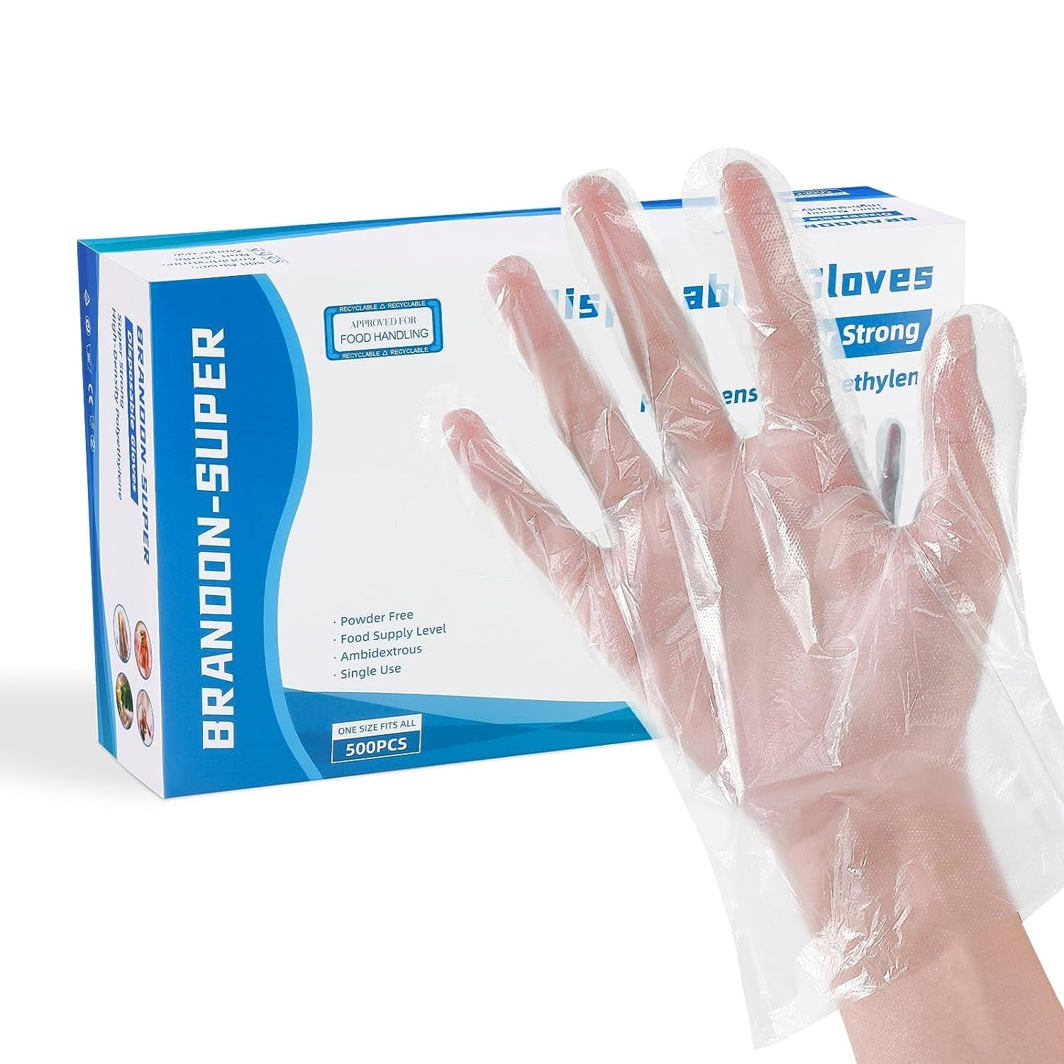 Food Prep Gloves Plastic Food Safe Gloves. Food Handling. One Size Fits Most Poly 500Ct Clear 500 Count (Pack of 1)