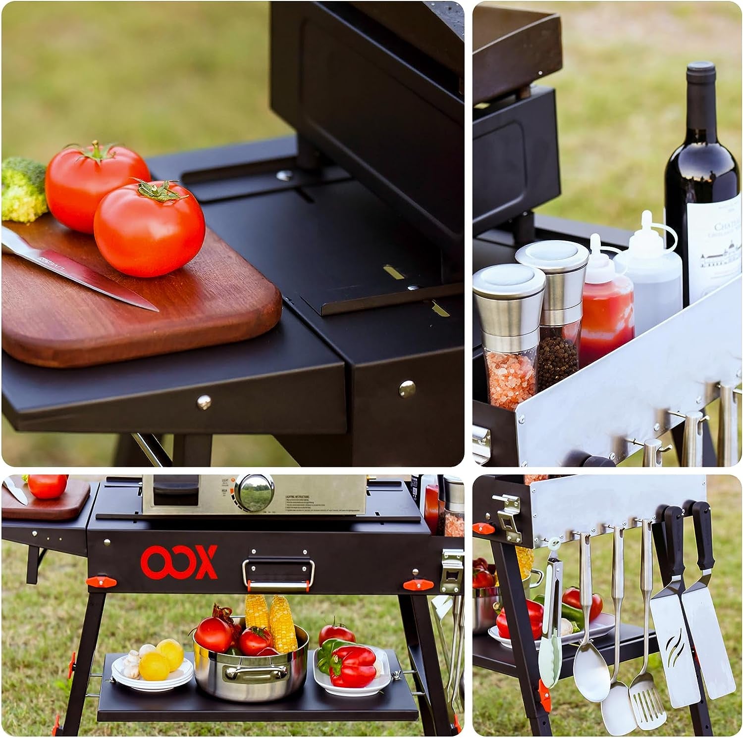 Portable Grill Table with Double-Shelf for Outdoor Prep.Folding Grill Stand Fits Blackstone Griddle 17 Inch 22 Inch. Tabletop Propane Gas Grill. Camping BBQ Cooking. Stainless Steel. Black - Image 4