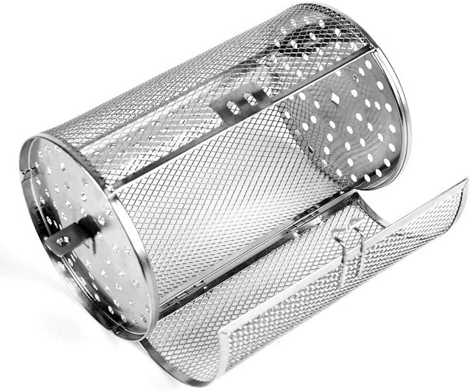 GEZICHTA BBQ Grill Roaster.Stainless Steel Grilled Cage.Bbq Rolling Grill Basket for Vegetables.Rotisserie Grill Peanut Beans French Fries Basket.Silver Grilling Accessories(22 * 11.7 Cm) - Image 3