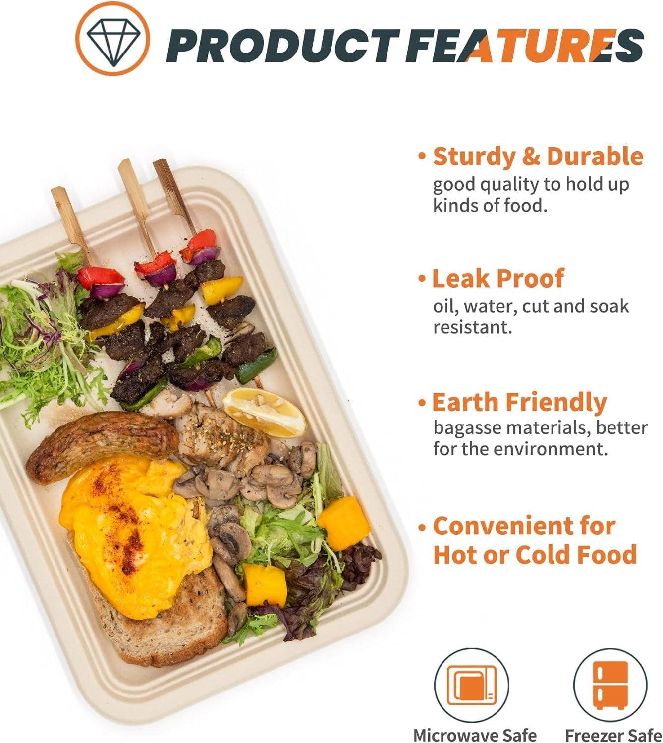 50 Pack 14 Inch Disposable Food Trays. 100% Compostable Heavy-Duty Food Serving Trays. Extra Large Paper Platter Trays for Crawfish Seafood BBQ Party and Holiday Feast - Image 3