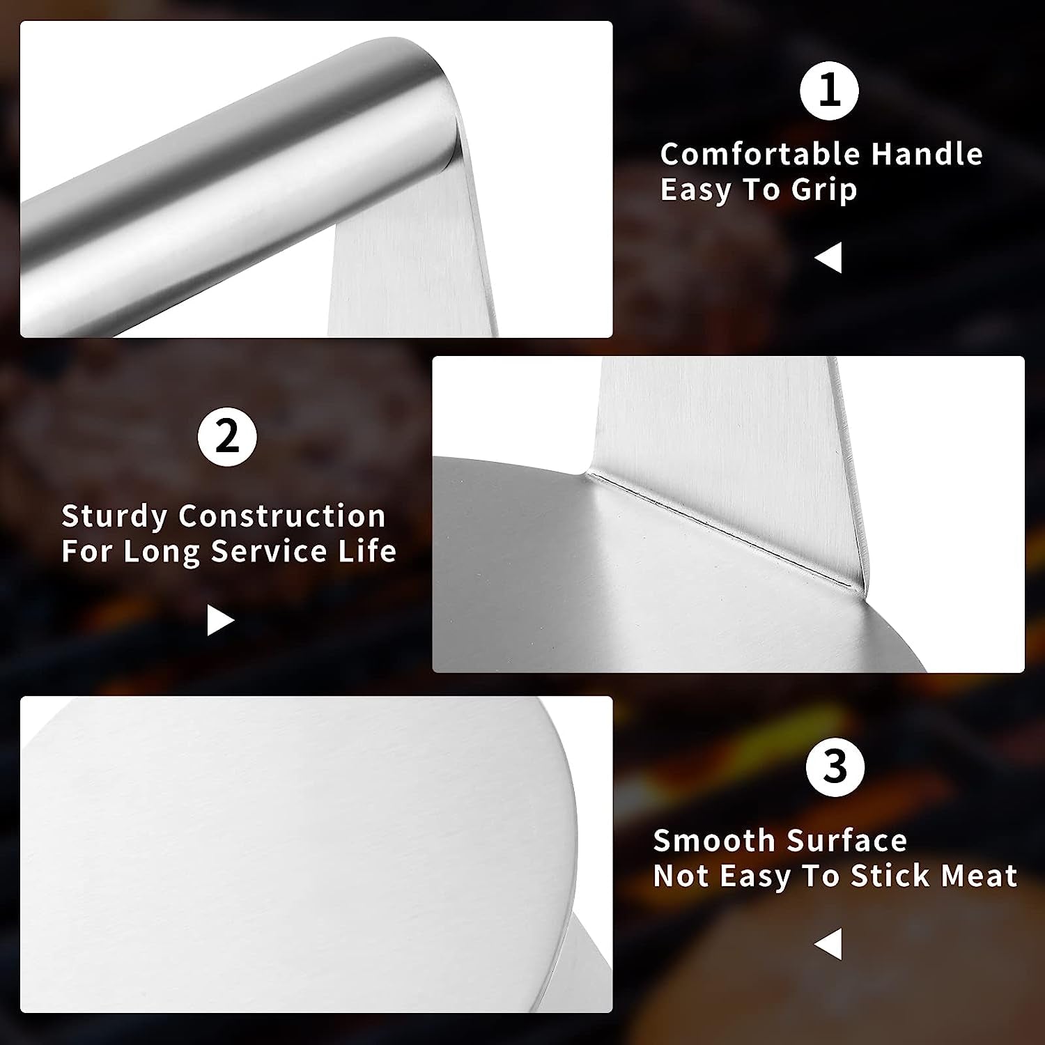 ALLTOP Smash Burger Press.Stainless Steel Non-Stick Smasher Hamburger Press -Patty Maker for Flat Top Griddle.Grill.Bbq - round Kitchen Tool (5.5 Inch) - Image 6