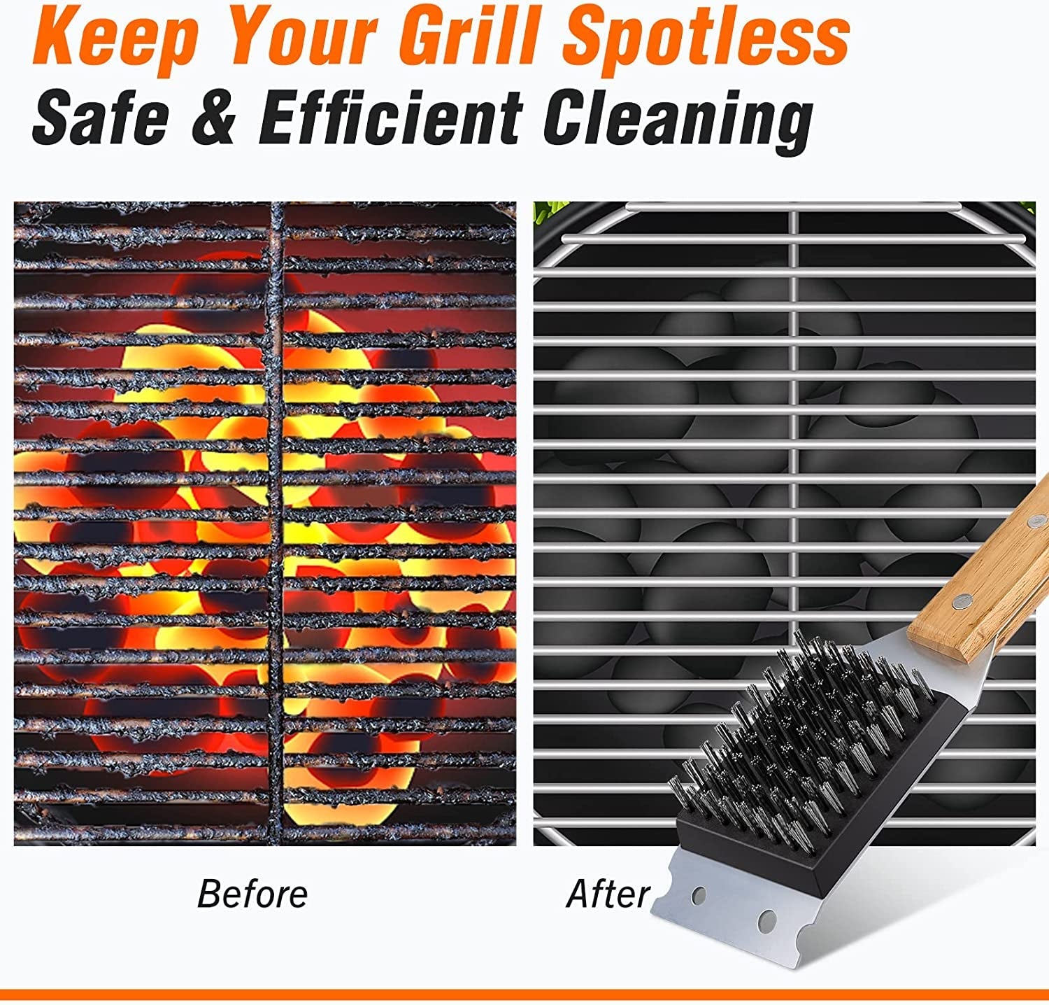 SIMPLETASTE Grill Brush and Scraper. Durable & Effective. Include Extra Stainless Steel Bristles Head for Replacement. Wire Grill Brush for Outdoor Grill. Grill Accessories Gift for Men/Dad - Image 4
