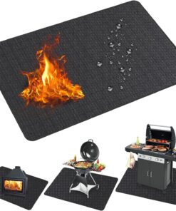 Mckuk 70 X 48 Inch under Grill Mats for Outdoor Grill. Easy to Clean Reusable Grill Mat for Deck. Double-Sided Fire Resistant.Water Resistant and Oil Proof. Fit for Indoor Fireplace Mat Fire Pit Mat