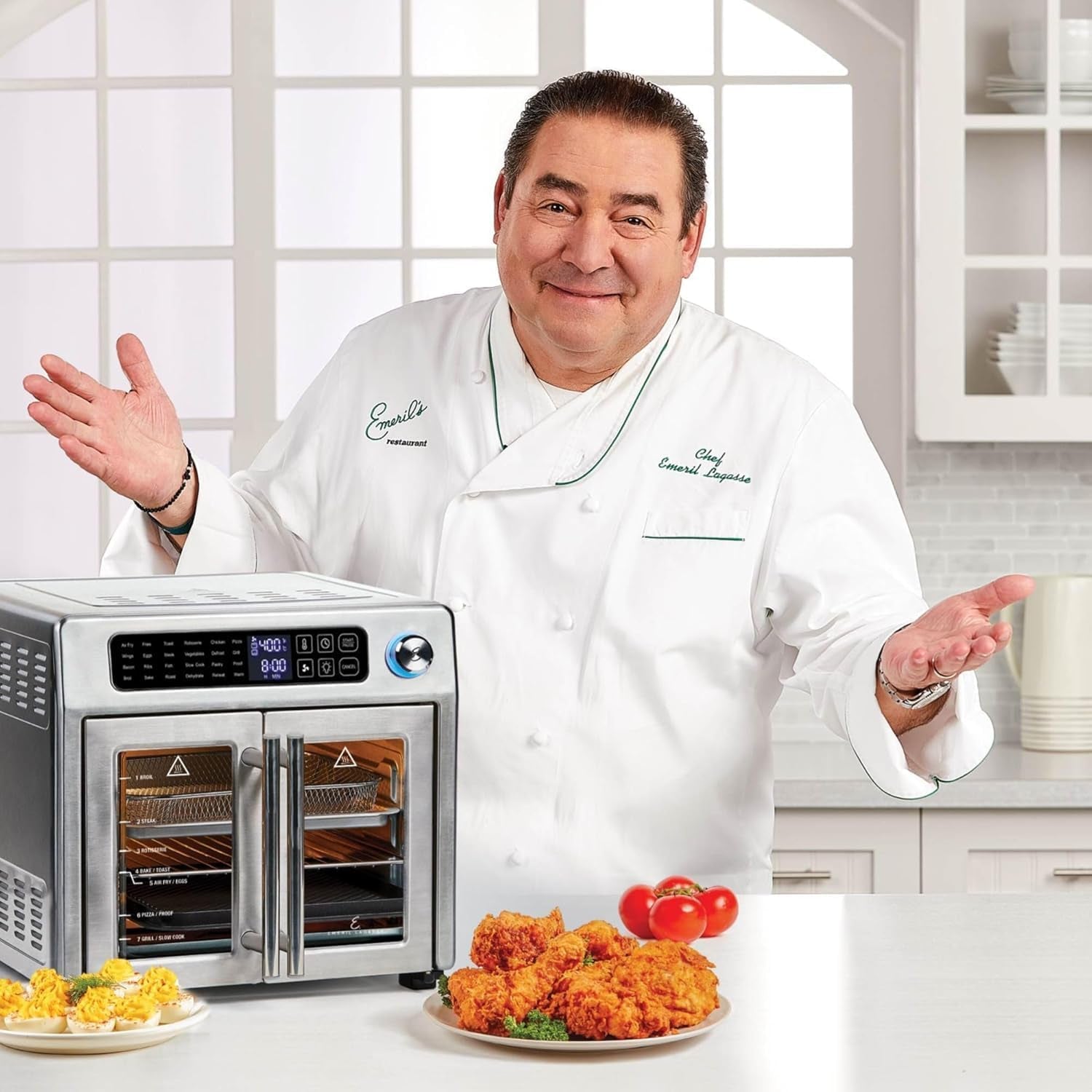 Emeril Lagasse Extra Large French Door Air Fryer Toaster Oven Combo. 24 Cooking Functions and Digital Controls. 7 Accessories Included. Stainless Steel Finish. 26QT Capacity - Image 7
