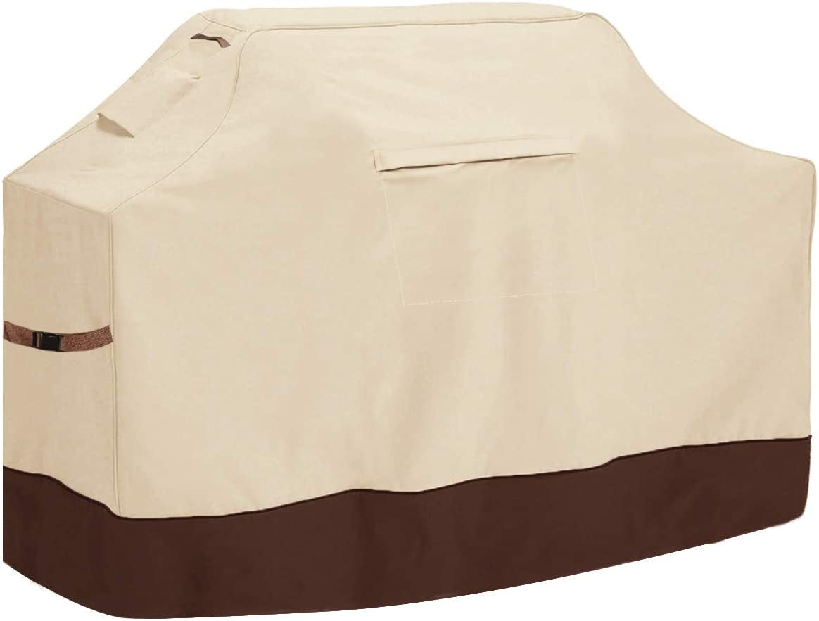 Vailge Grill Cover.58-Inch Waterproof BBQ Cover.600D Heavy Duty Gas Grill Cover. UV & Dust & Rip & Fading Resistant.Suitable for Weber. Brinkmann. Char Broil Grills and More.Beige