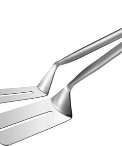 AOOSY Kitchen Tongs for Cooking. 10 Inches Stainless Steel Multipurpose Steak Clamps Flipping Spatula Tongs Clip for Beefsteak Bread Hamburger BBQ Meats Pizza Pies Bread Fish