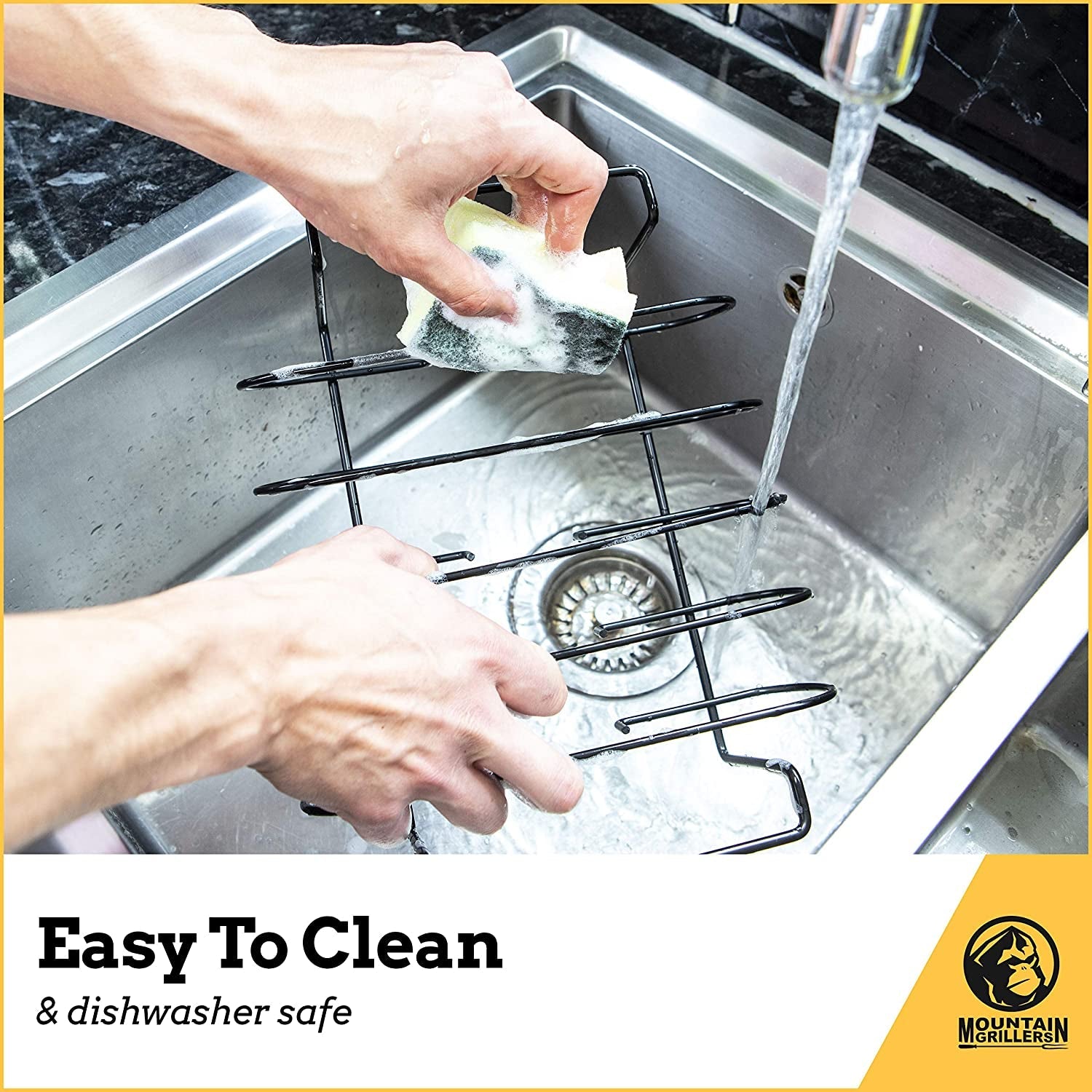 MOUNTAIN GRILLERS BBQ Rib Racks for Smoking. Gas Smoker or Charcoal Grill. Sturdy & Non Stick Standing for Gas Grill. Bbq Grill. Holds up to 5 Baby Back Ribs. Grilling & Barbecue Gifts for Men Black - Image 7