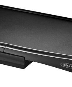 BELLA Electric Griddle with Crumb Tray - Smokeless Indoor Grill. Nonstick Surface. Adjustable Temperature Control Dial & Cool-Touch Handles. 10 X 16. Black