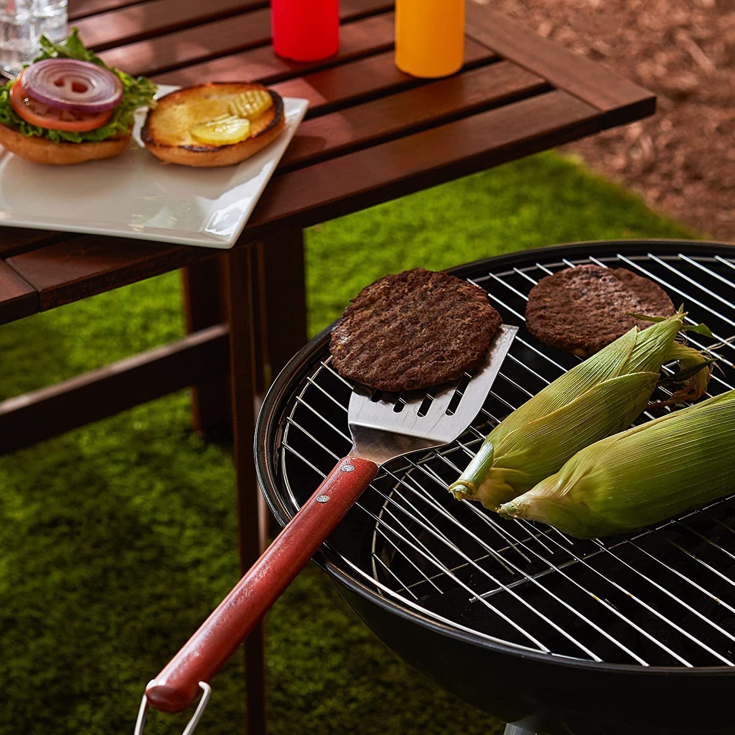 RSVP International Endurance BBQ Grill Spatula Flipper. 18 | Flip Burgers & Other Food W/ Long Handle That Keeps Hands Safe from Fire | Made from Stainless Steel & Rosewood - Image 3