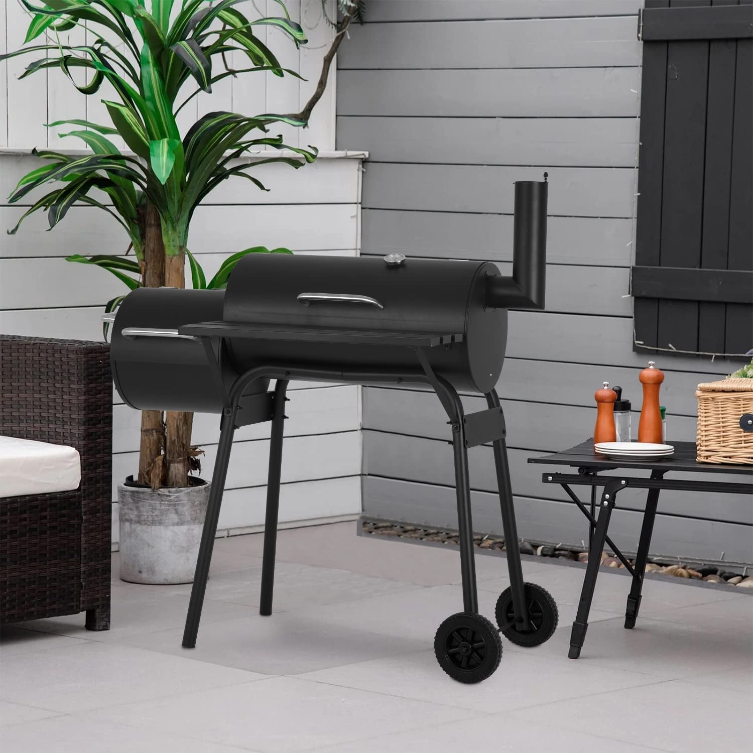 43'' Charcoal Grills Outdoor BBQ Grill Camping Grill American Braised Roast Portable Grill Offset Smoker for 6-10 People Patio Backyard Camping Picnic BBQ - Image 4