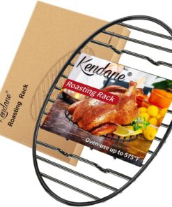 Roasting Rack with Integrated Feet. Cooling Drying Rack Kitchen Rack with Enameled Coating. PTFE Free. Great for Cooking. Roasting. Drying. Grilling. 12Inch*8.5Inch by KENDANE
