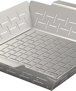 Cave Tools Vegetable Grill Basket - Large Non Stick BBQ Grid Pan for Vegetables. Meat. Fish. Shrimp. & Fruit - Dishwasher Safe Stainless Steel - BBQ Grill Accessories