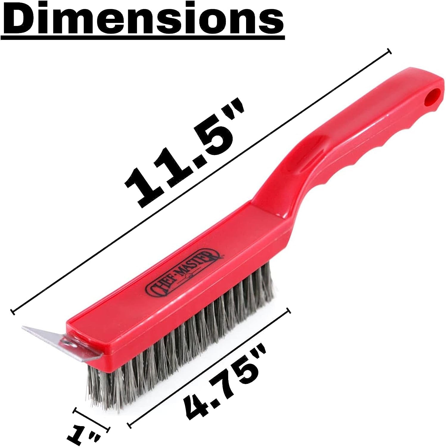 90044 Grill Brush | Handheld Small Grill Cleaning Brush | 2 in 1 | Wire Bristles | Scraper Head | Comfortable Handle | Heavy Duty Plastic Construction - Image 2