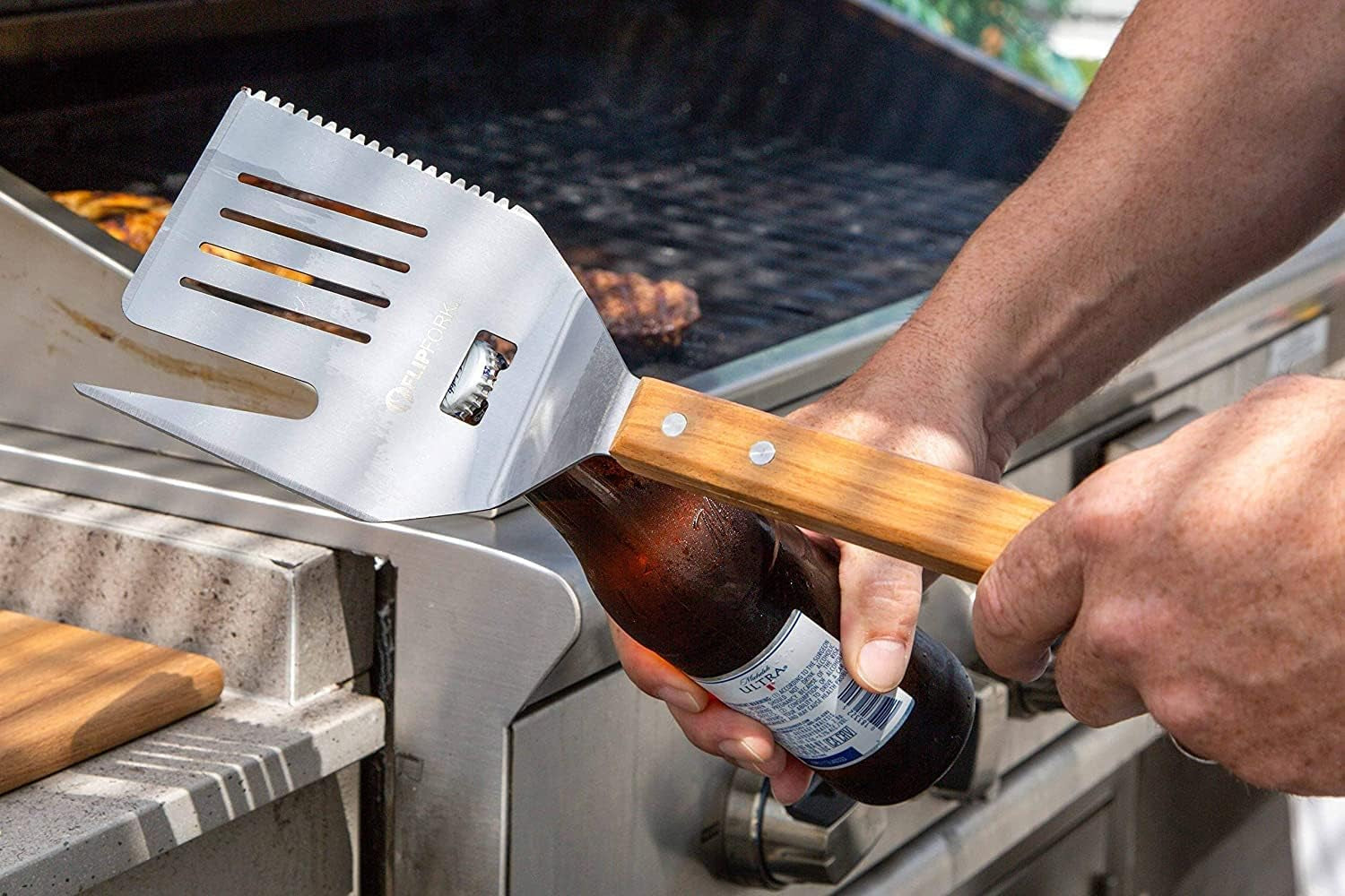 Flipfork Boss - 5 in 1 Grill Spatula with Knife. Fork. Bottle Opener and Turner BBQ Tools. All in One Grill Accessories Set for Outdoor Grills. 18 Inch Grilling Accessories BBQ Set - Image 9