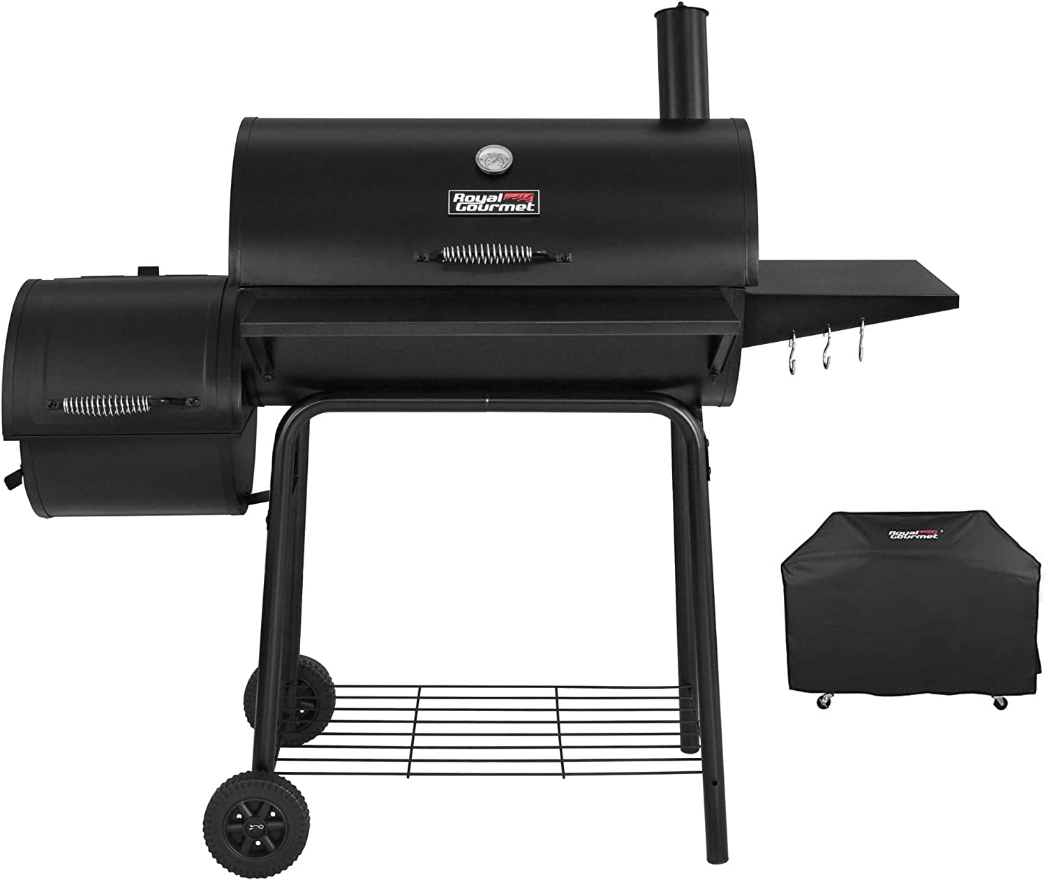 CC1830SC Charcoal Grill Offset Smoker with Cover. 811 Square Inches. Black. Outdoor Camping