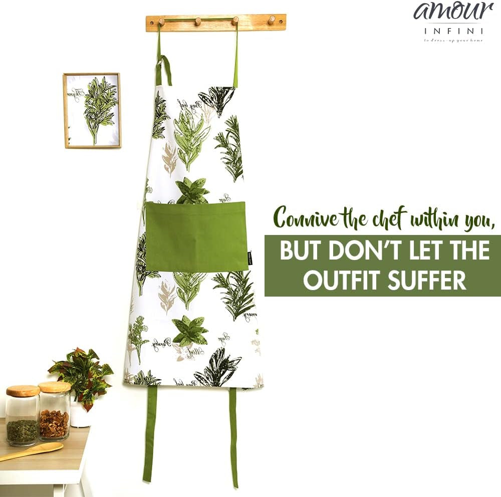 Herb Garden Apron | 27.5 X 33 Inches | 100% Natural Cotton | Womens Apron for Cooking. Baking. Gardening | Convenient Pockets and Adjustable Strap at Neck & Waist Ties - Image 2