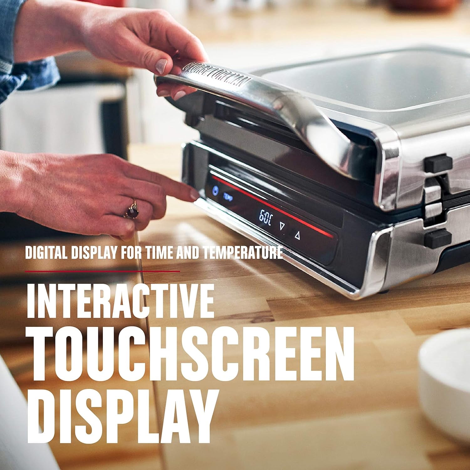 George Foreman Family Size (4-6 Servings). GRD6090B Smokeless-Digital Smart Select. Stainless Steel - Image 5