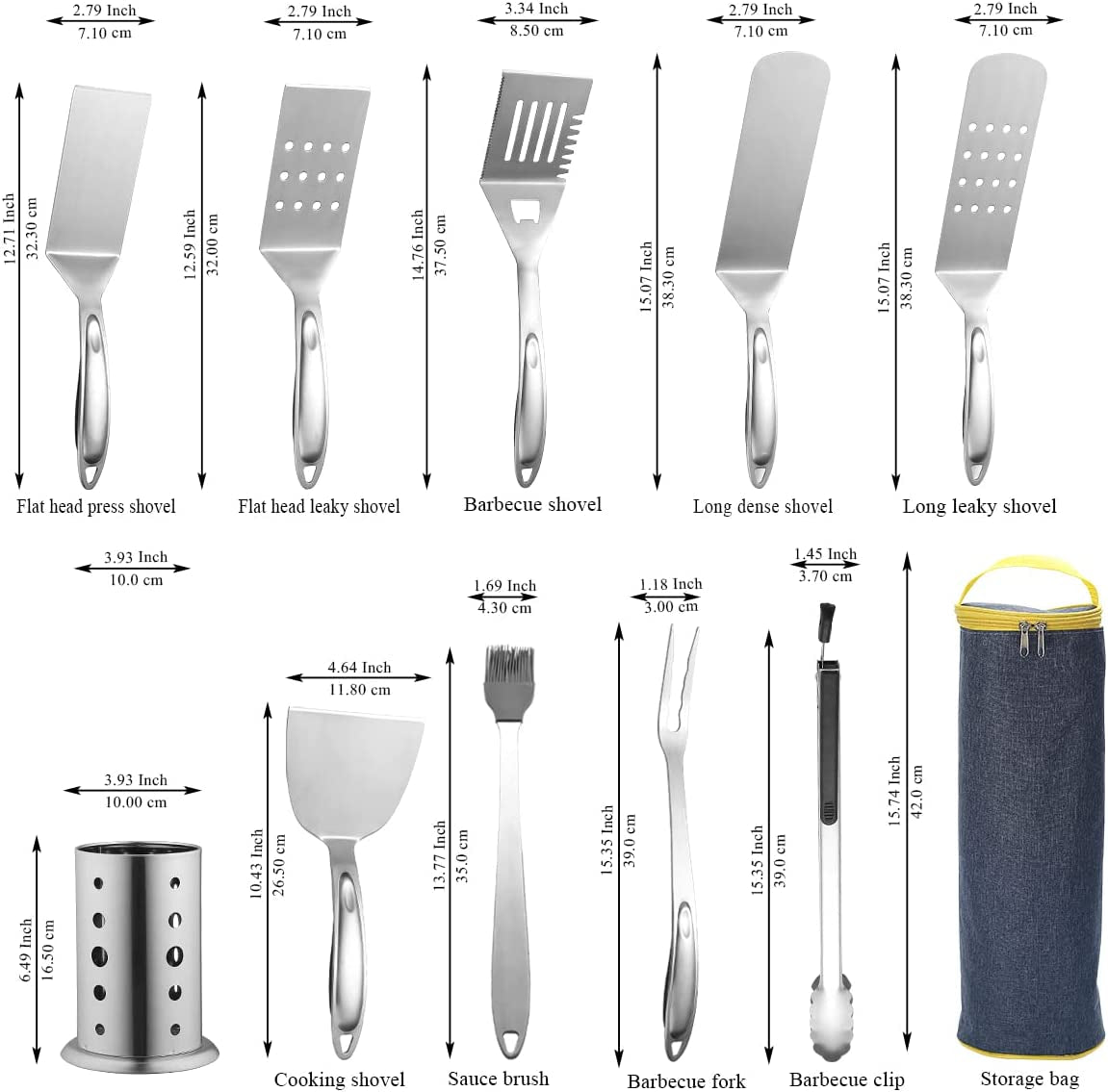 Grill Accessories Kit 10 Pieces with a Utensils Holder. Stainless Steel Handle Assemble with Baklite Make It No Melting No Coming off and Heat Resistant. Grilling BBQ Griddle Accessories - Image 2